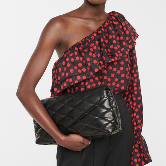 Saint Laurent Sade Puffer Quilted Large Black Leather Clutch - Picture 3 of 11